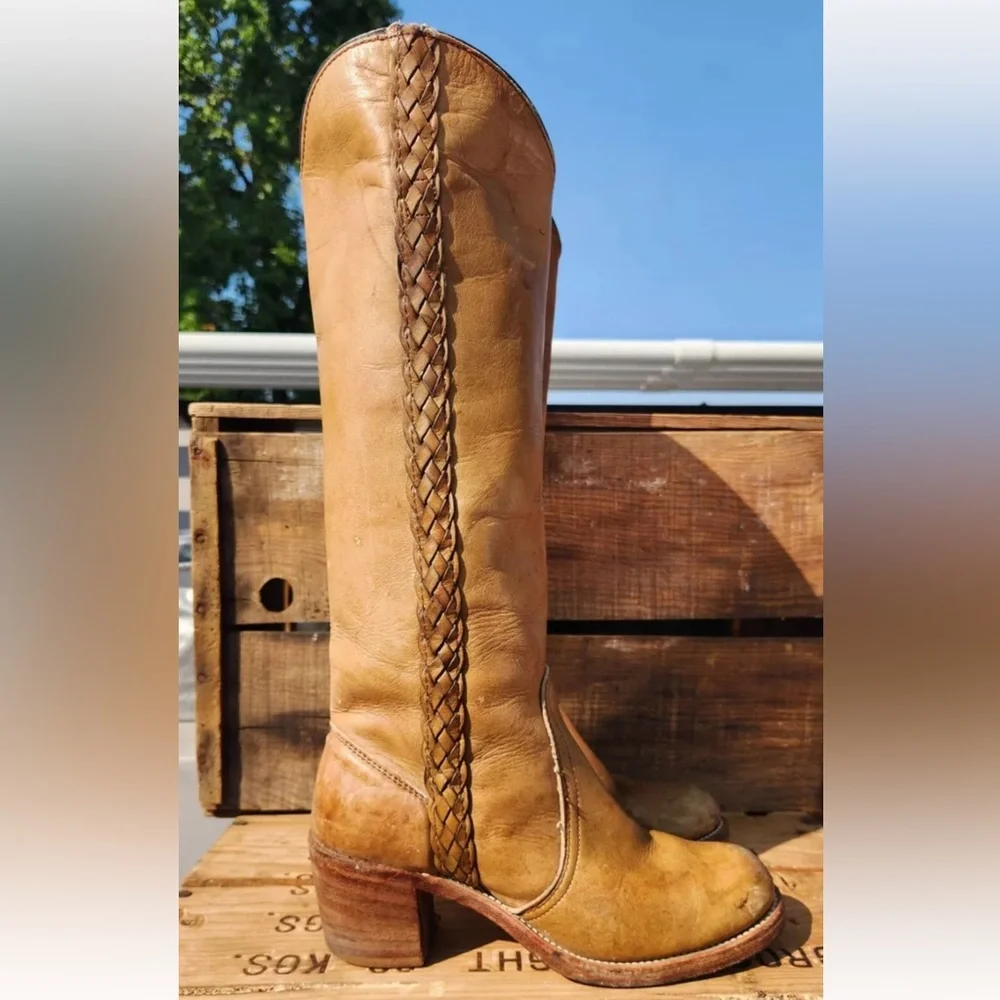 Frye Tan Leather Knee-High Boots - Picture 3 of 11